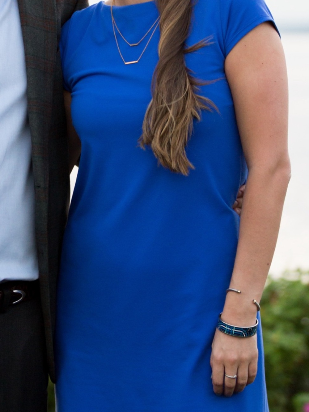 Susana Monaco Electric Blue Cap-Sleeve Midi Sheath Dress